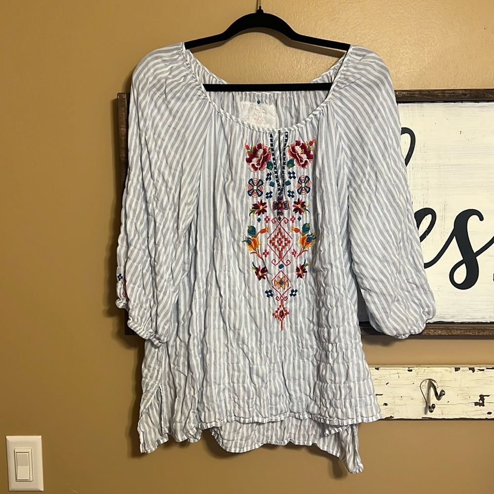 3J Workshop Blouse Top with Embroidery Detail